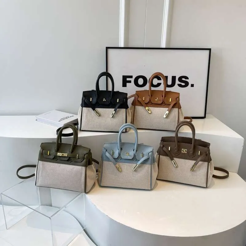 Women’s Premium Lychee Pattern Shoulder & Crossbody Tote Bag – Color Contrast Fabric, Large Capacity, Classic Commuting Handbag - Image 5