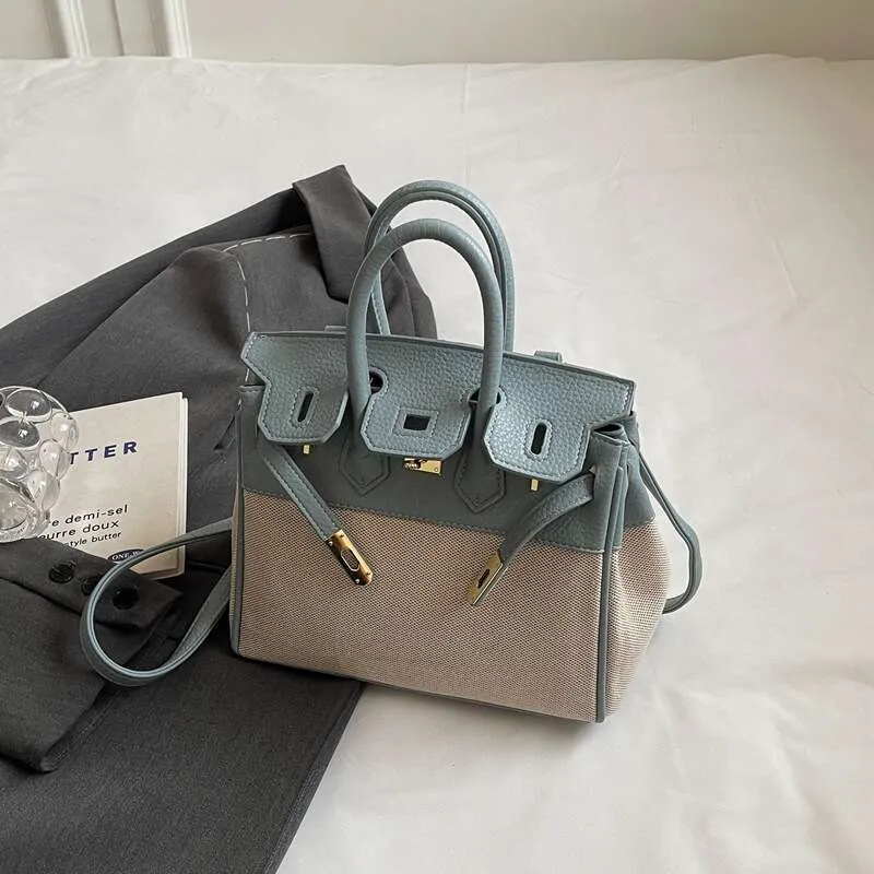 Women’s Premium Lychee Pattern Shoulder & Crossbody Tote Bag – Color Contrast Fabric, Large Capacity, Classic Commuting Handbag - Image 9