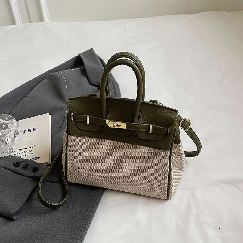 Women’s Premium Lychee Pattern Shoulder & Crossbody Tote Bag – Color Contrast Fabric, Large Capacity, Classic Commuting Handbag - Image 10