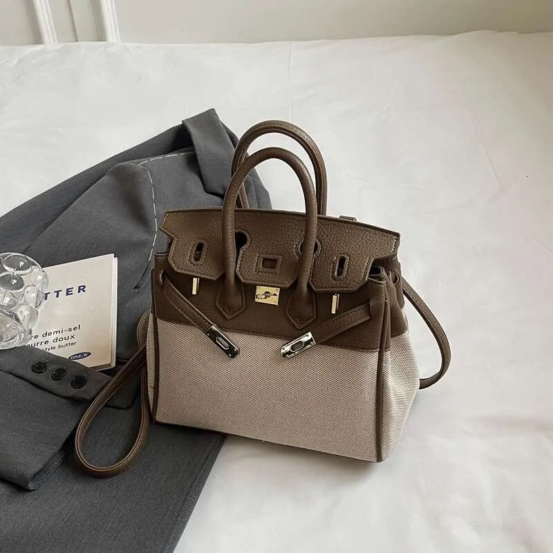 Women’s Premium Lychee Pattern Shoulder & Crossbody Tote Bag – Color Contrast Fabric, Large Capacity, Classic Commuting Handbag - Image 8