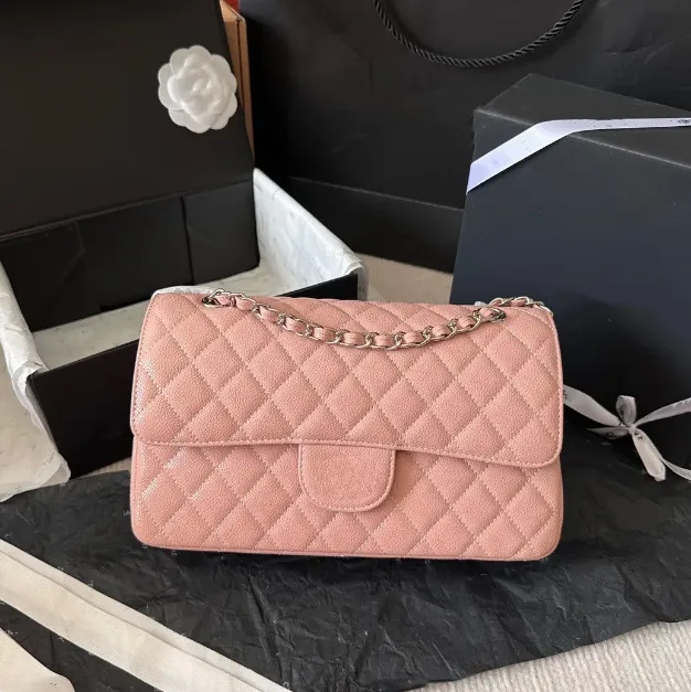 10A Luxury Double Flap Quilted Designer Bag – 25CM Caviar Lambskin Real Leather Classic Handbag - Image 21