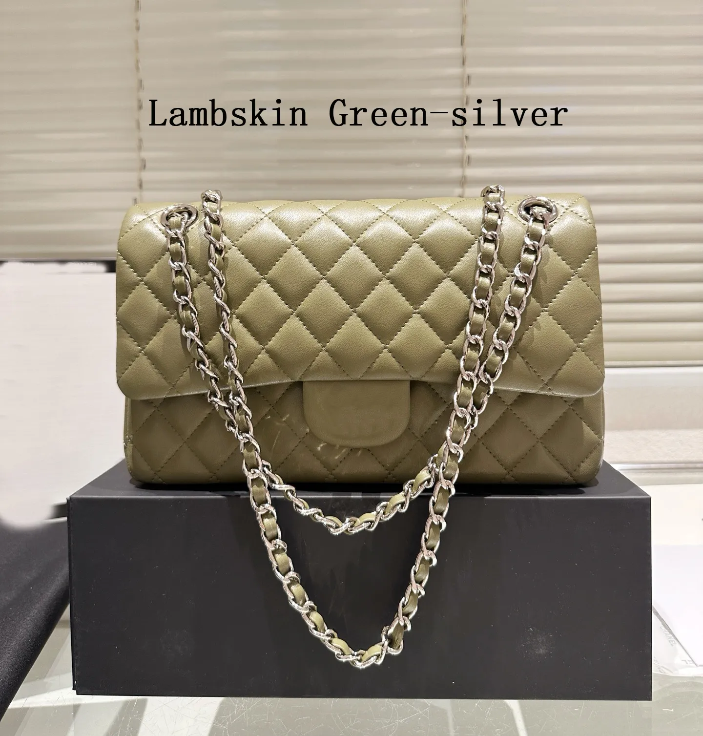 10A Luxury Double Flap Quilted Designer Bag – 25CM Caviar Lambskin Real Leather Classic Handbag - Image 14