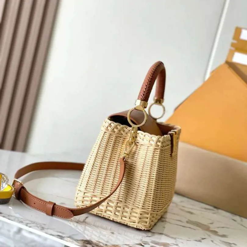 Luxury Hand-Woven Rattan Picnic Bag – Designer Crossbody & Shoulder Bag with Original Cowhide & 18K Gold Hardware (21cm / 27cm / 31cm) - Image 3
