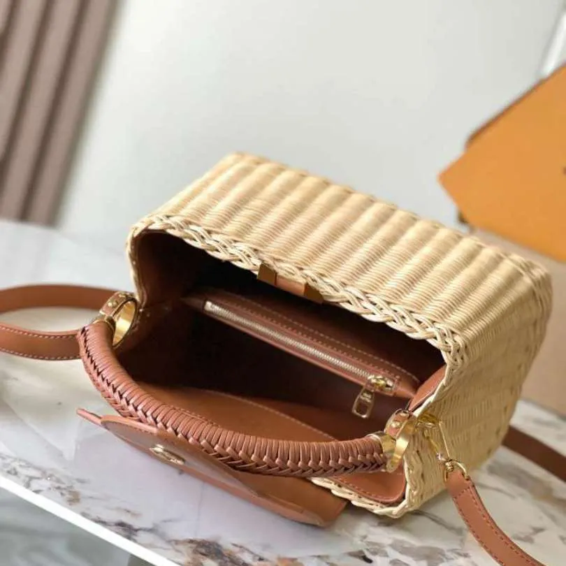Luxury Hand-Woven Rattan Picnic Bag – Designer Crossbody & Shoulder Bag with Original Cowhide & 18K Gold Hardware (21cm / 27cm / 31cm) - Image 4