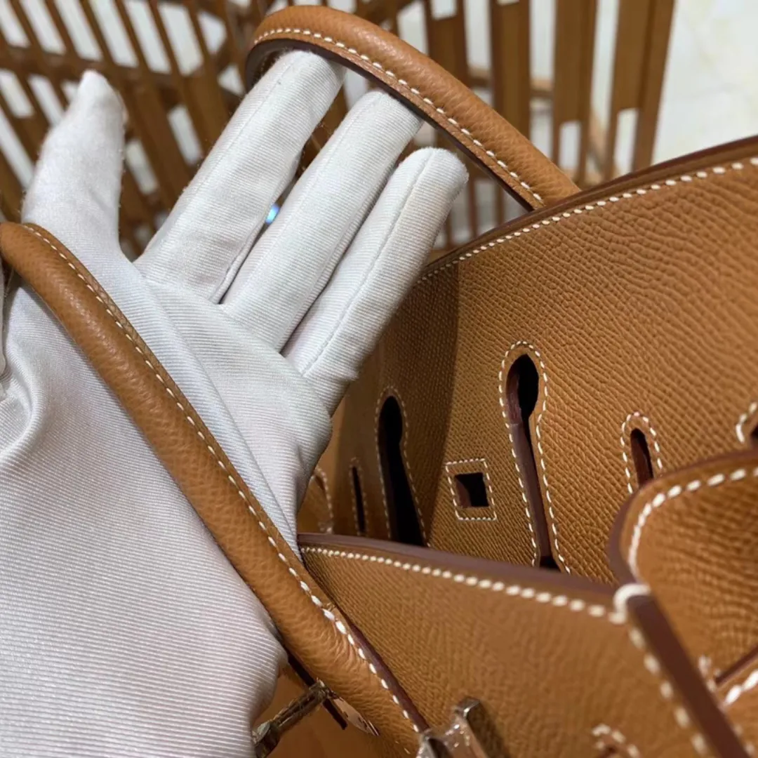 Luxury Handmade French Leather Sellier Handbag – Business, Fashion & Banquet Bag with 24K Gold (25cm / 30cm) - Image 4