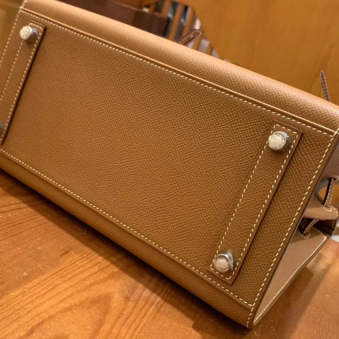 Luxury Handmade French Leather Sellier Handbag – Business, Fashion & Banquet Bag with 24K Gold (25cm / 30cm) - Image 5