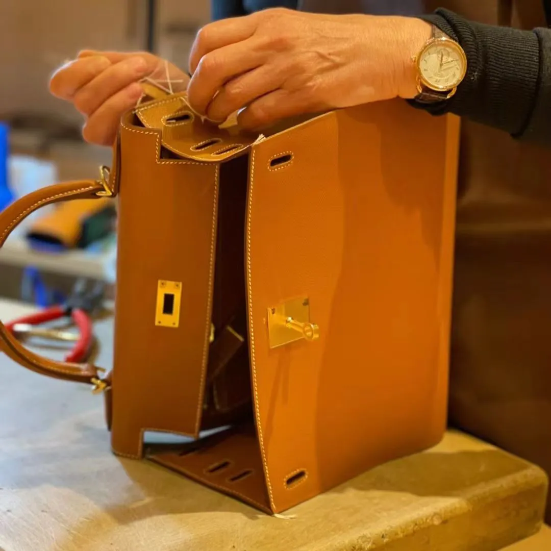 Luxury Handmade French Leather Tote – Designer Shoulder Bag with 24K Gold Finish (25cm / 28cm)