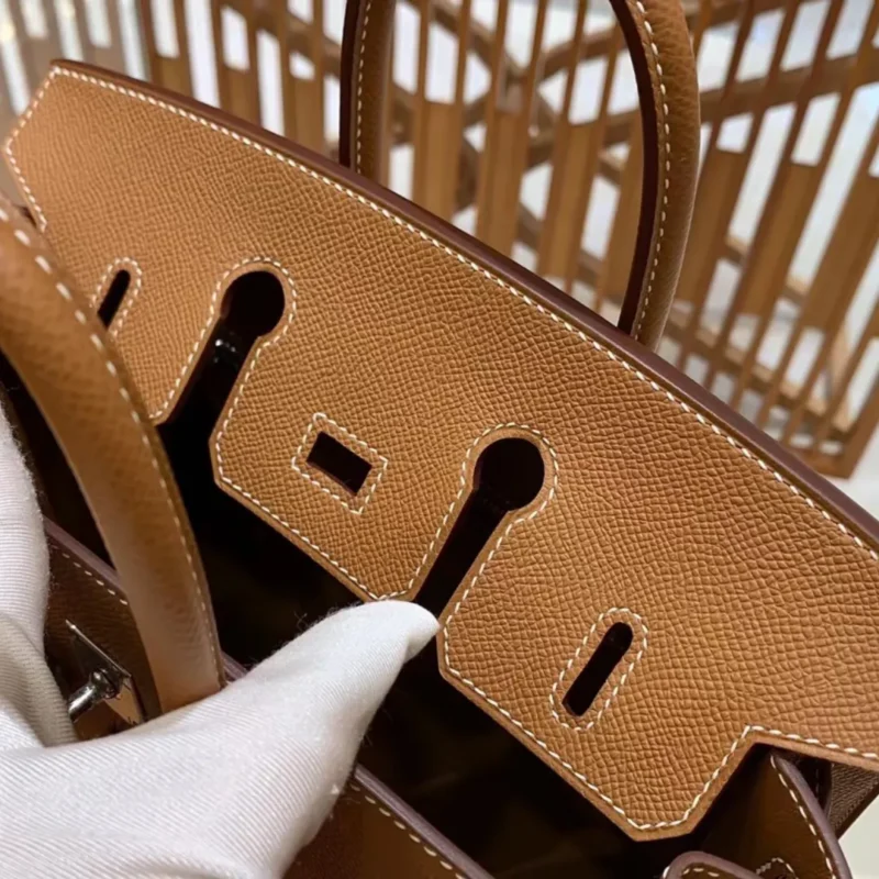 Luxury Handmade French Leather Sellier Handbag – Business, Fashion & Banquet Bag with 24K Gold (25cm / 30cm)