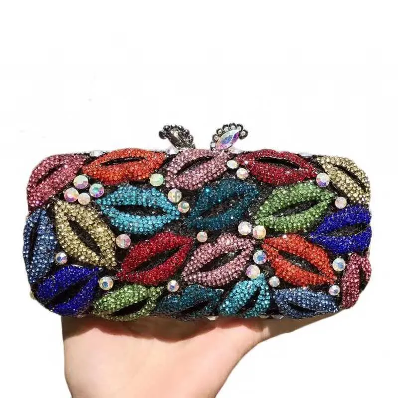 Crystal Lips Shoulder Bag – Multi-Pink Lipstick Kiss Purse for Cocktail Parties, Weddings & Birthday Glam - Image 8