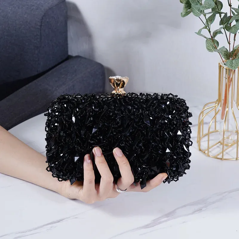 Fashion Sequin & Beaded Evening Bag – Elegant Banquet Clutch with Chain for Women