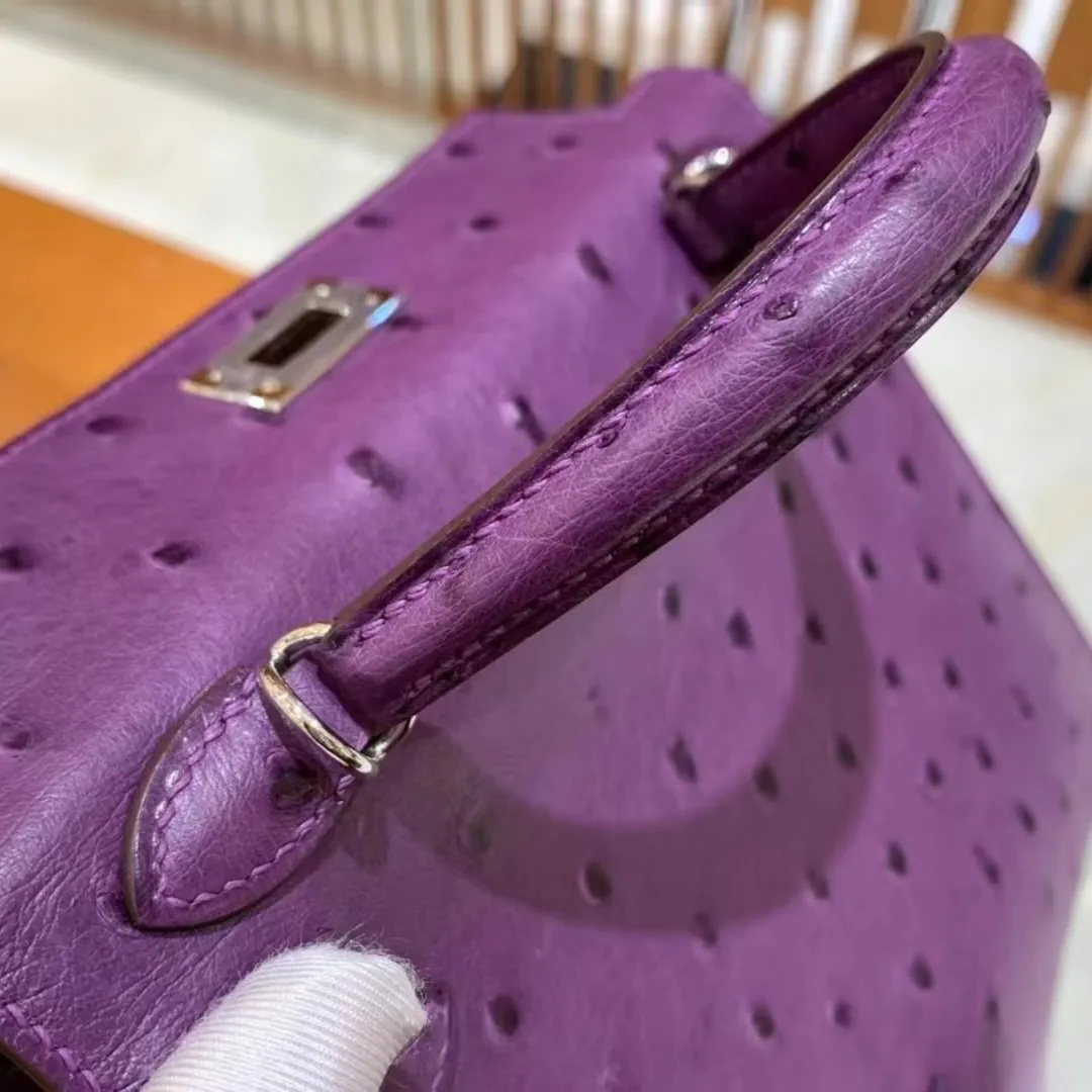 Luxury Mini Ostrich Leather Handbag – Fully Handmade Designer Crossbody & Shoulder Bag with 24K Gold Finish - Image 4