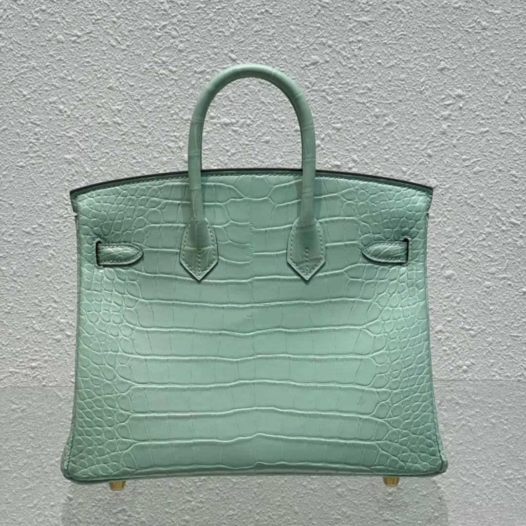 Luxury Handmade Matte Crocodile Tote – Classic Designer Handbag with French Beeswax Stitching & 24K Gold (25cm / 30cm) - Image 2