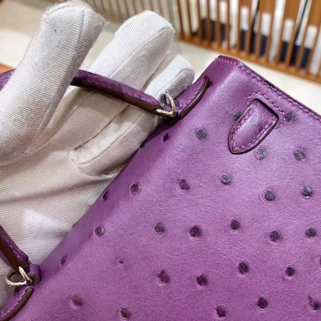 Luxury Mini Ostrich Leather Handbag – Fully Handmade Designer Crossbody & Shoulder Bag with 24K Gold Finish - Image 5