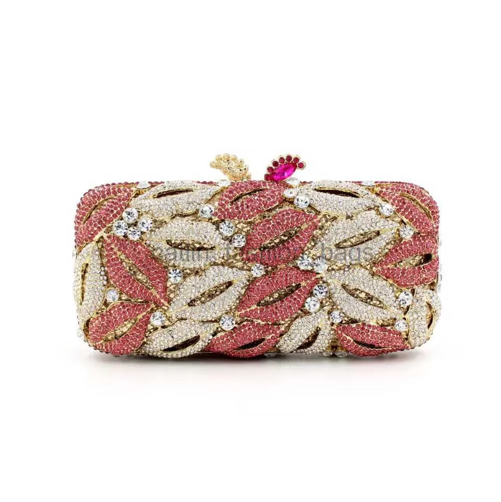 Crystal Lips Shoulder Bag – Multi-Pink Lipstick Kiss Purse for Cocktail Parties, Weddings & Birthday Glam - Image 2