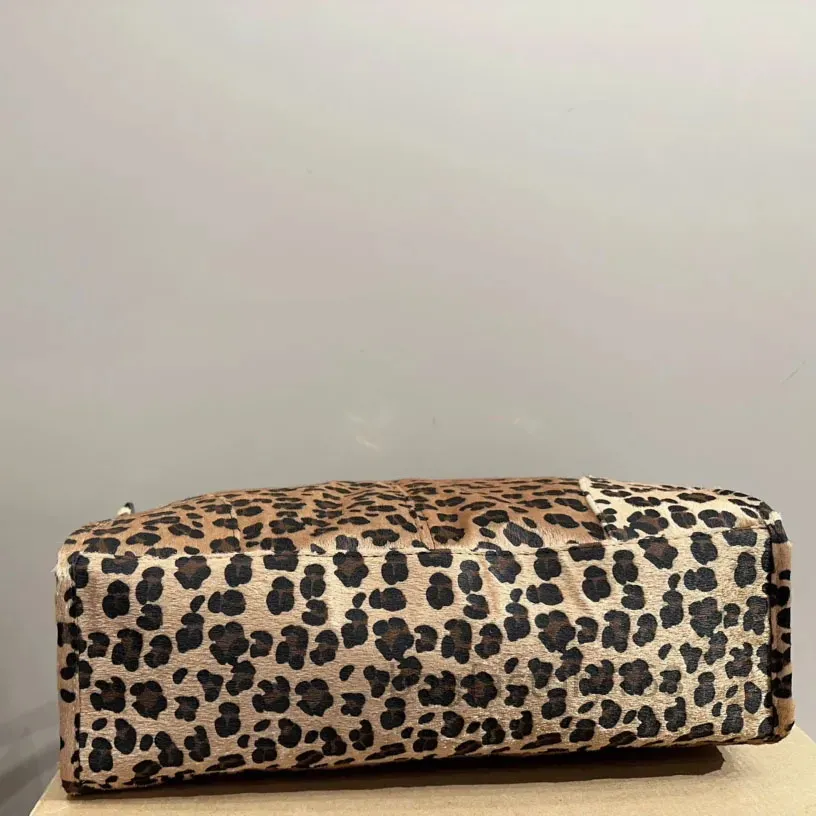 Leopard Print Horsehair Leather Shoulder Bag – Brown Casual Crossbody Designer Handbag for Women - Image 6