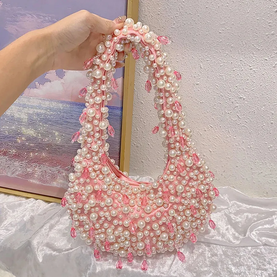 Sweet Beaded Shell Shoulder Bag – Diamond-Inlaid Underarm Evening Purse for Ladies & Banquets - Image 5