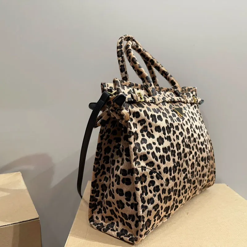 Leopard Print Horsehair Leather Shoulder Bag – Brown Casual Crossbody Designer Handbag for Women - Image 7