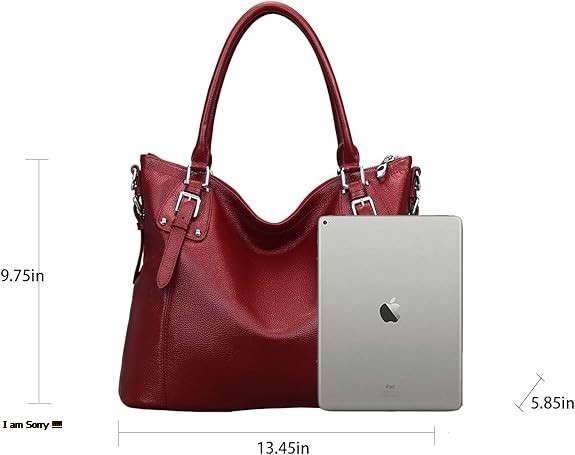 HESHE Genuine Leather Tote Satchel – Women's Shoulder Handbag & Top Handle Crossbody Purse - Image 6