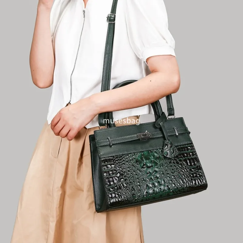 Designer Retro Crocodile Pattern Tote – High-Quality European & American Style, Large Capacity, Versatile Fashion Bag - Image 7