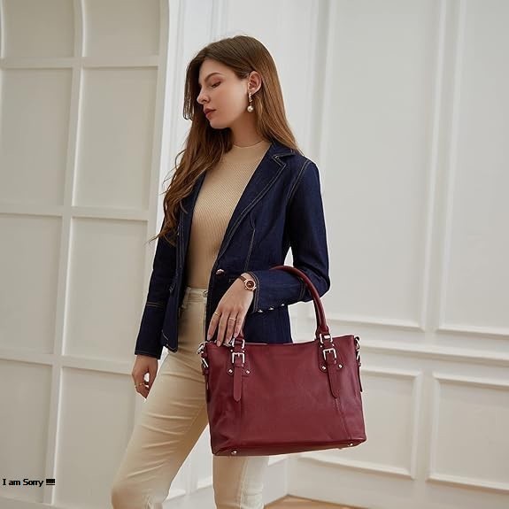 HESHE Genuine Leather Tote Satchel – Women's Shoulder Handbag & Top Handle Crossbody Purse - Image 7