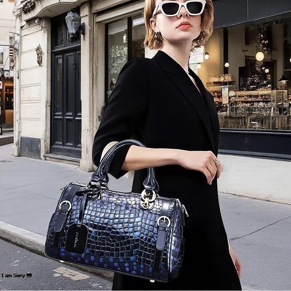 Genuine Leather Shoulder Tote Bag for Women – Large Capacity Work & Travel Purse with Zipper and Crossbody Strap - Image 3