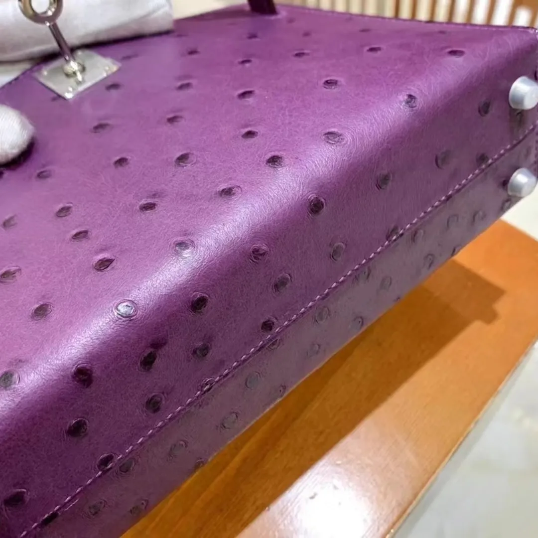 Luxury Mini Ostrich Leather Handbag – Fully Handmade Designer Crossbody & Shoulder Bag with 24K Gold Finish - Image 8