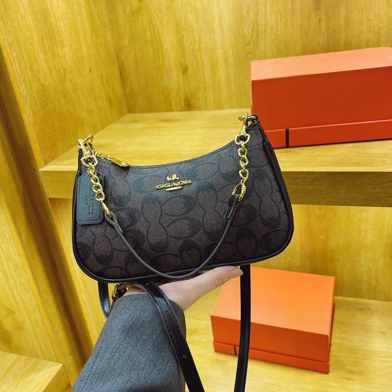 Free Shipping, High Quality 2025 New Designer Printed Chain Bag – Fashion Underarm & Crossbody Hand Bag Purse - Image 3