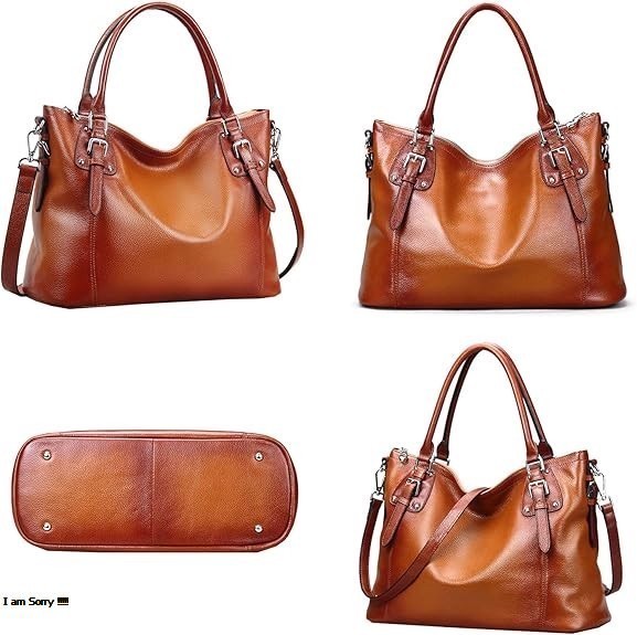HESHE Genuine Leather Tote Satchel – Women's Shoulder Handbag & Top Handle Crossbody Purse - Image 10