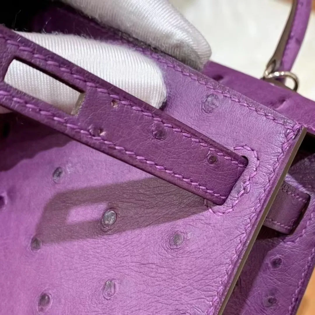 Luxury Mini Ostrich Leather Handbag – Fully Handmade Designer Crossbody & Shoulder Bag with 24K Gold Finish - Image 7