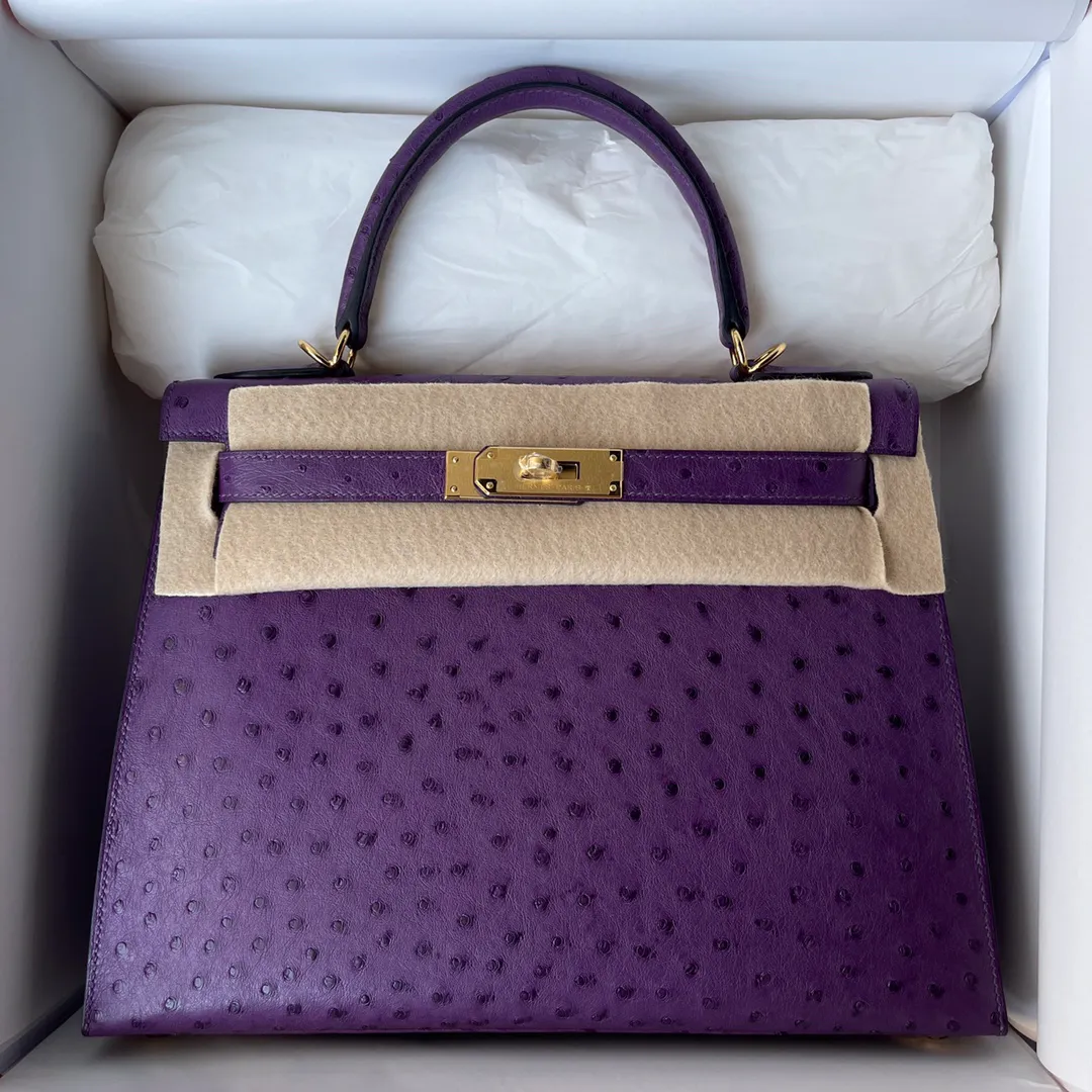 Luxury Mini Ostrich Leather Handbag – Fully Handmade Designer Crossbody & Shoulder Bag with 24K Gold Finish - Image 2