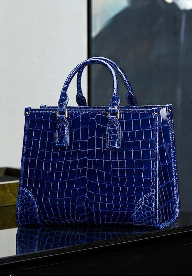 Alligator Leather Satchel – Women's Shoulder Handbag & Elegant Work Purse - Image 8