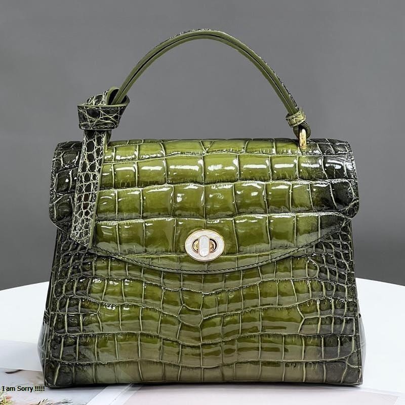Green Alligator Leather Satchel – Luxury Top-Handle Handbag for Women