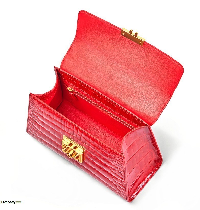 Luxury Alligator Leather Top-Handle Handbag – Elegant Padlock Ladies Purse - Image 4