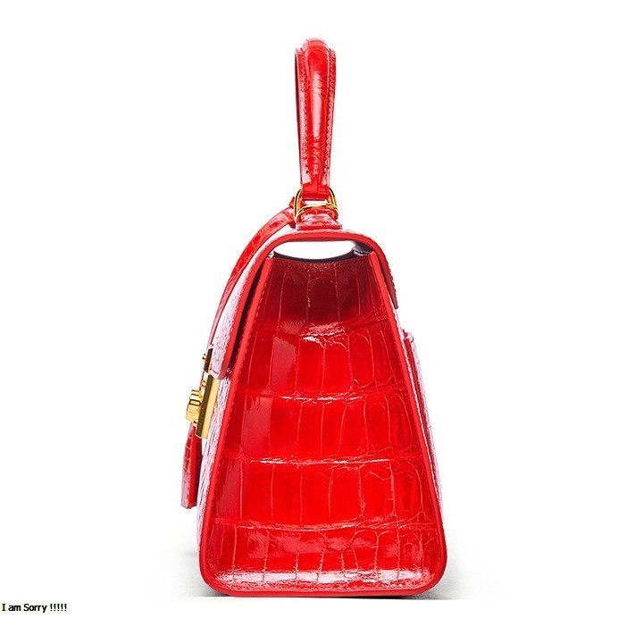 Luxury Alligator Leather Top-Handle Handbag – Elegant Padlock Ladies Purse - Image 6