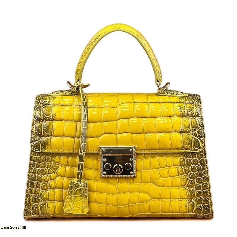 Luxury Alligator Leather Top-Handle Handbag – Elegant Padlock Ladies Purse