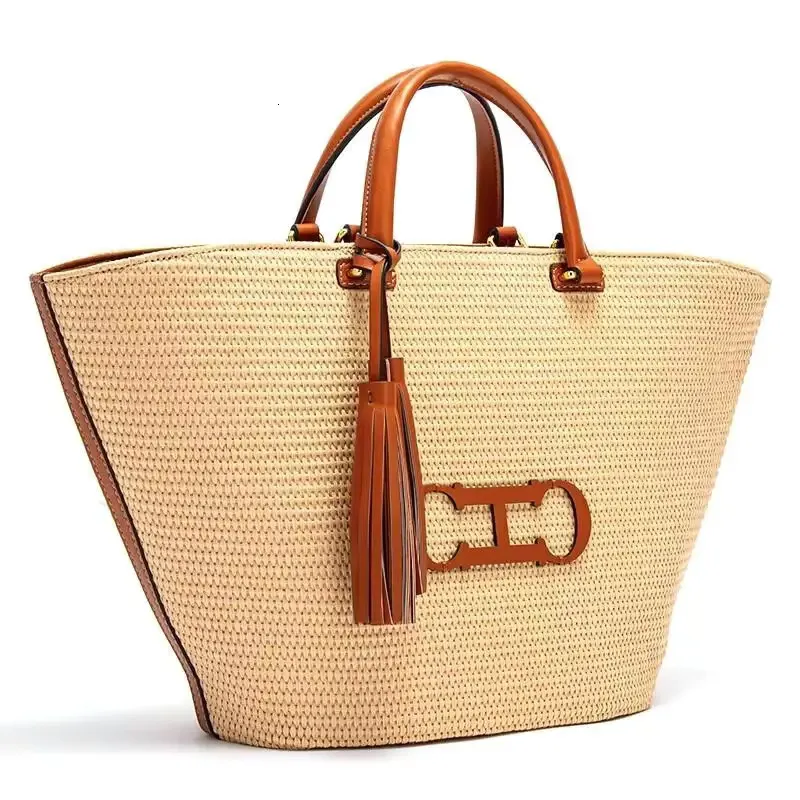 New Handmade CH-Style Designer Bucket Tote – Large Capacity Travel & Beach Bag for Women