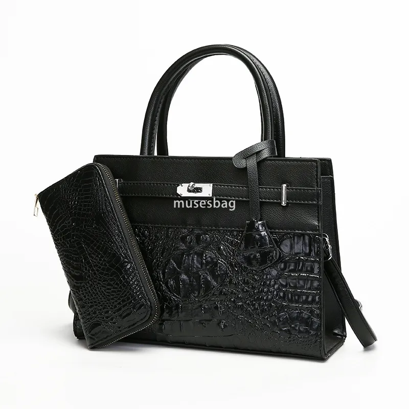 Designer Retro Crocodile Pattern Tote – High-Quality European & American Style, Large Capacity, Versatile Fashion Bag - Image 3