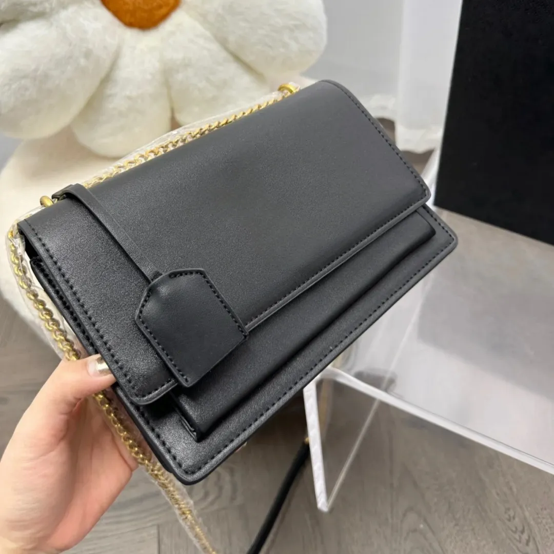 12A Designer Shoulder Bag – Genuine Leather Crossbody with Gold/Silver Metal Chain & Flip Cover - Image 6