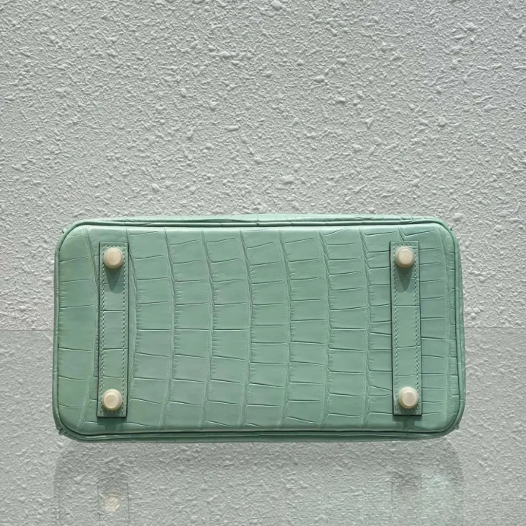 Luxury Handmade Matte Crocodile Tote – Classic Designer Handbag with French Beeswax Stitching & 24K Gold (25cm / 30cm) - Image 5