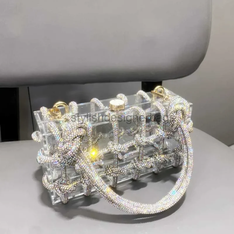 Angel Rhinestone Silver Crystal Evening Bag – Luxury Designer Clutch for Banquets & Parties