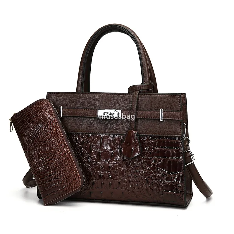 Designer Retro Crocodile Pattern Tote – High-Quality European & American Style, Large Capacity, Versatile Fashion Bag