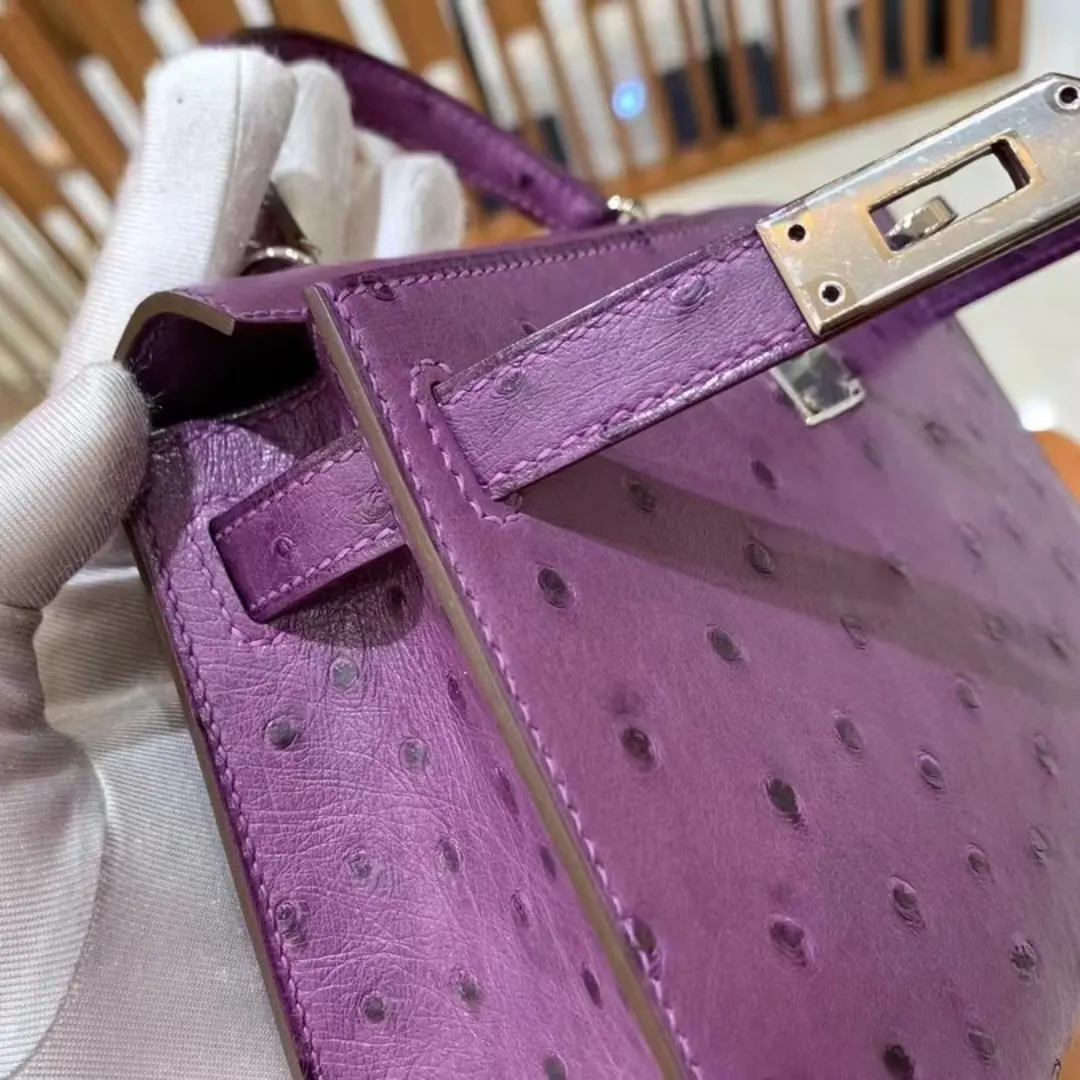 Luxury Mini Ostrich Leather Handbag – Fully Handmade Designer Crossbody & Shoulder Bag with 24K Gold Finish - Image 6