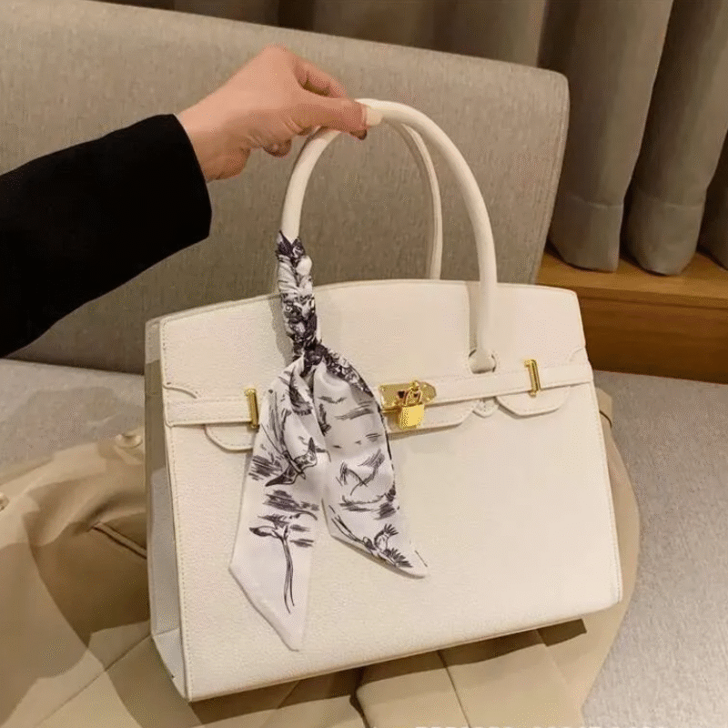 2025 Hot-Selling Multi-Functional Handbag – Horseback-Inspired Underarm & Diagonal Bag with Silk Scarf Accent