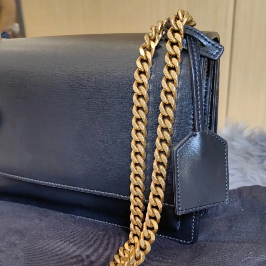 12A Designer Shoulder Bag – Genuine Leather Crossbody with Gold/Silver Metal Chain & Flip Cover - Image 9