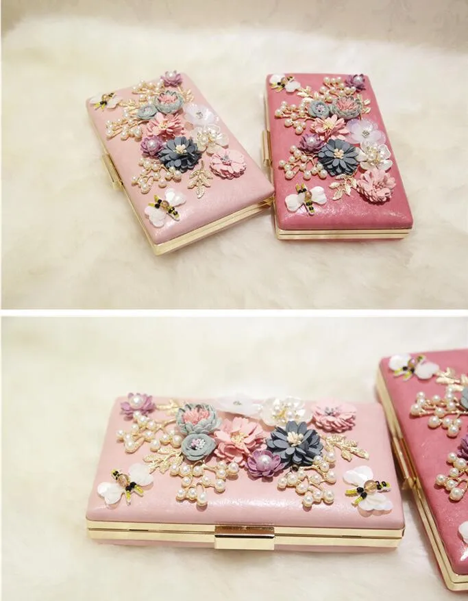 Pearl Flower Bridal Clutch – Elegant Wedding & Prom Evening Bag with Dragonfly Charm (20cm x 15cm) - Image 12