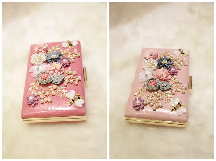 Pearl Flower Bridal Clutch – Elegant Wedding & Prom Evening Bag with Dragonfly Charm (20cm x 15cm) - Image 11