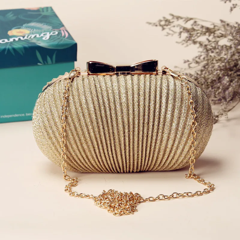 Sparkly Champagne Shell Bridal Clutch – Elegant Evening Shoulder Bag for Wedding, Prom & Parties (4 Colors)